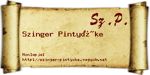 Szinger Pintyőke névjegykártya